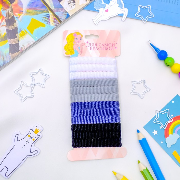 Резинка для волос "Махрушка полосочка" набор 12 шт классика