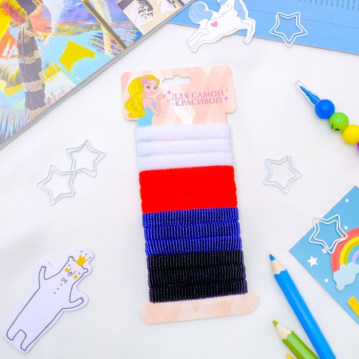Резинка для волос "Махрушка полосочка" набор 12 шт микс