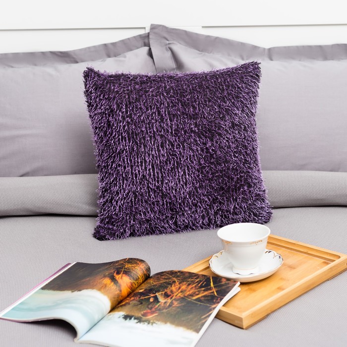 Наволочка пушистая Стиль 40*40 см лаванда-чёрный, 100% п/э