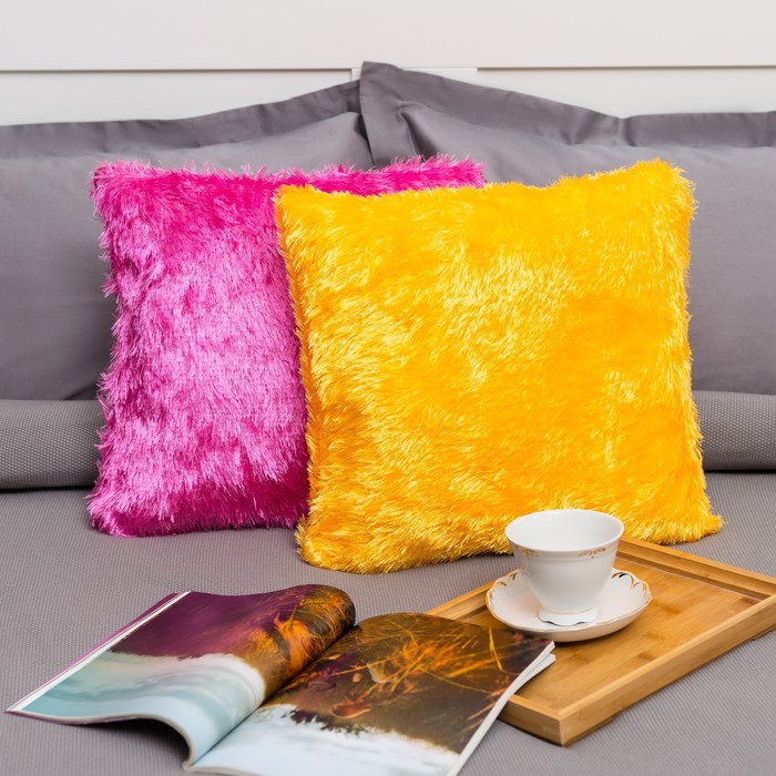 Наволочка пушистая Радуга 40*40 солнечный, 100% п/э