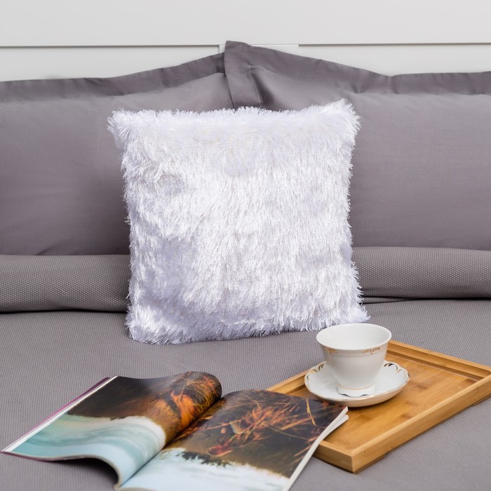 Наволочка пушистая Радуга 40*40 белоснежный, 100% п/э