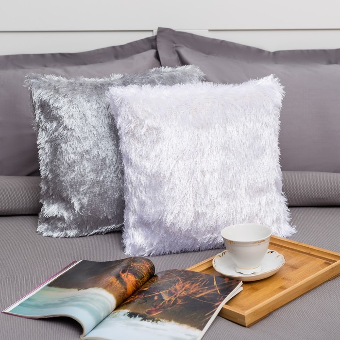 Наволочка пушистая Радуга 40*40 белоснежный, 100% п/э