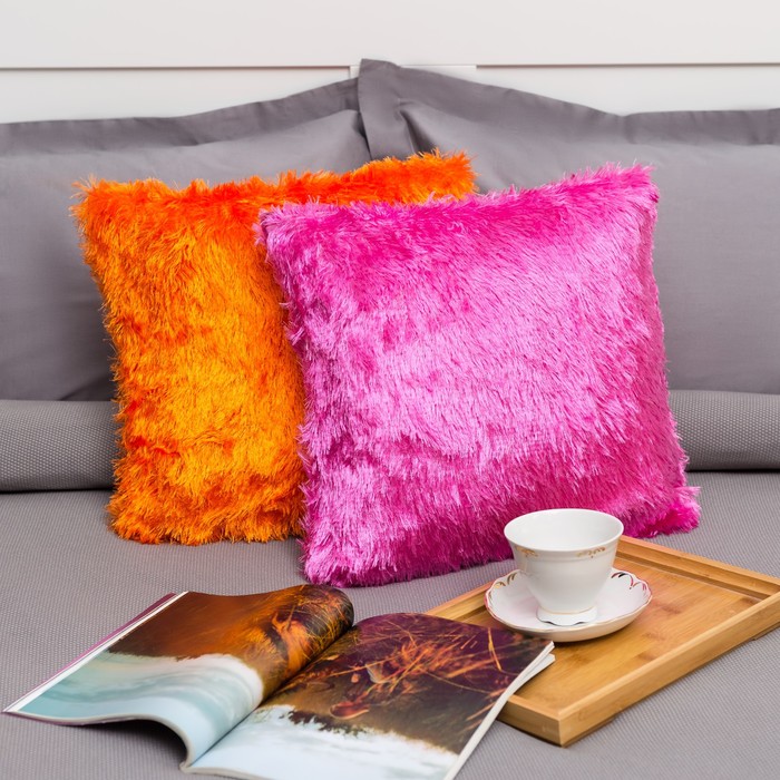 Наволочка пушистая Радуга 40*40 магнолия, 100% п/э