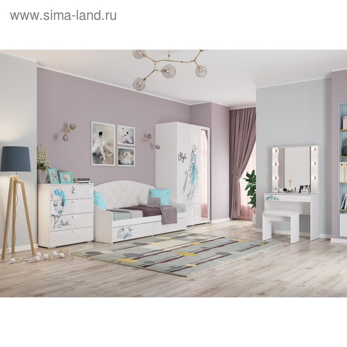 

Комод Гламур, 800 х 452 х 916, Белый/Белый глянец