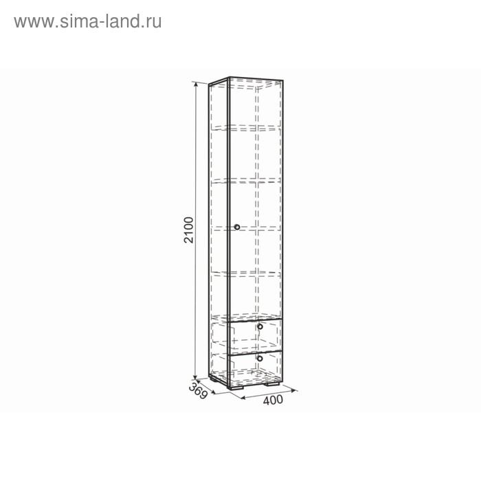 

Шкаф комбинированный Гламур, 400х369х2100, Белый/Белый глянец