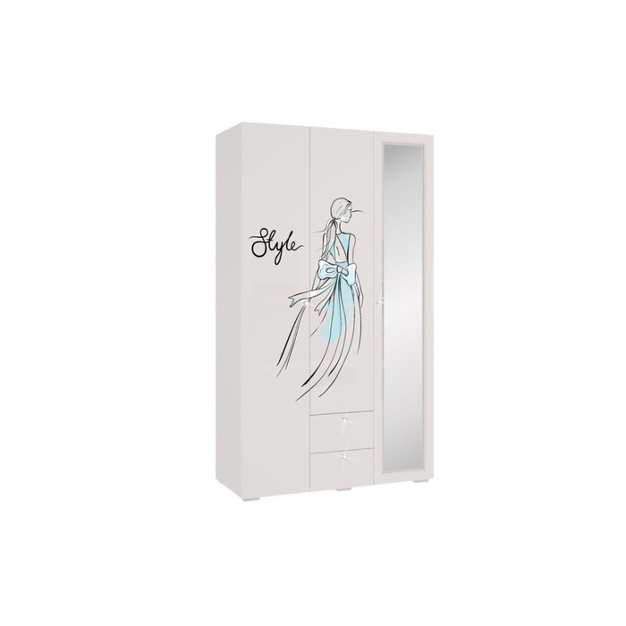 Шкаф 3-х створчатый Гламур, 1200х559х2100, Белый глянец