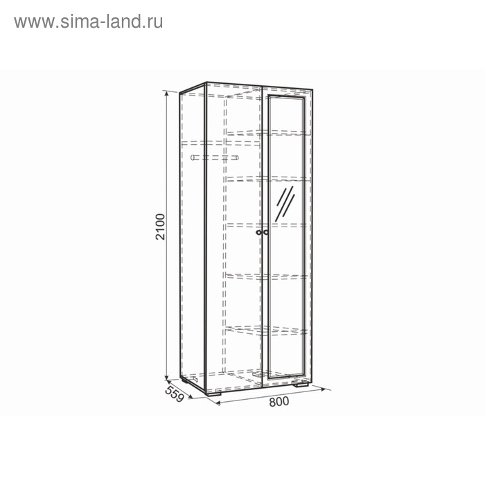 

Шкаф 2-х створчатый Гламур, 800 х 559 х 2100, Белый/Белый глянец