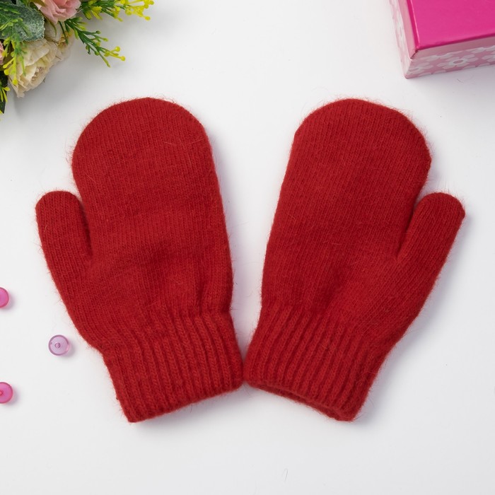 Варежки детские MINAKU "Новый год", размер 18, цвет красный