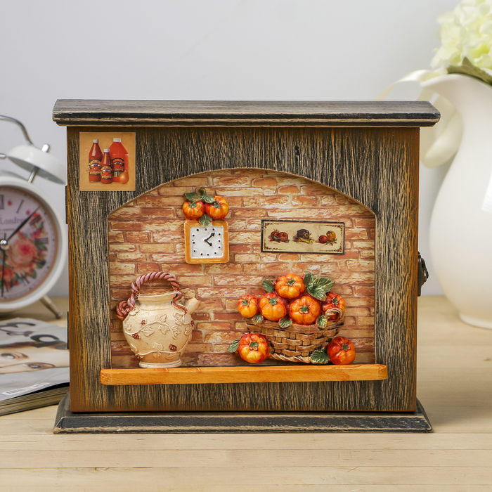 Ключница дерево 6 крючков "Тыквенный сезон" 20х24х7,5 см