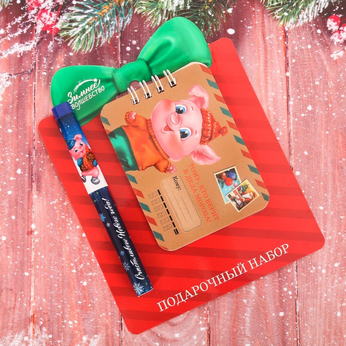 Набор "Тому, кто верит в Деда Мороза", ручка + блокнот