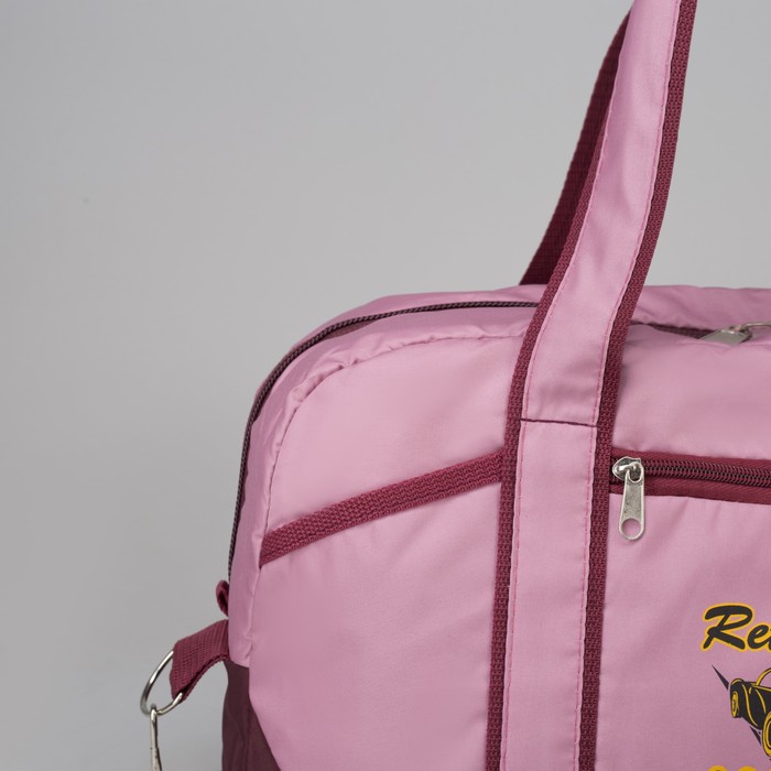 Сумка спортивная, отдел на молнии, наружный карман, цвет бордовый/розовый