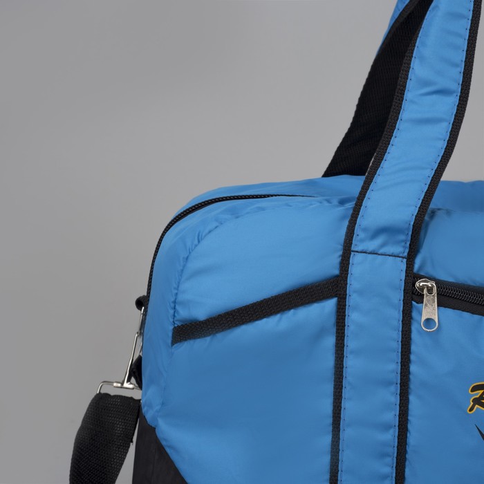 Сумка спортивная, отдел на молнии, наружный карман, цвет чёрный/бирюзовый