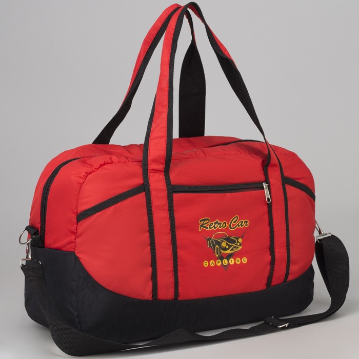 Сумка спортивная, отдел на молнии, наружный карман, цвет чёрный/красный