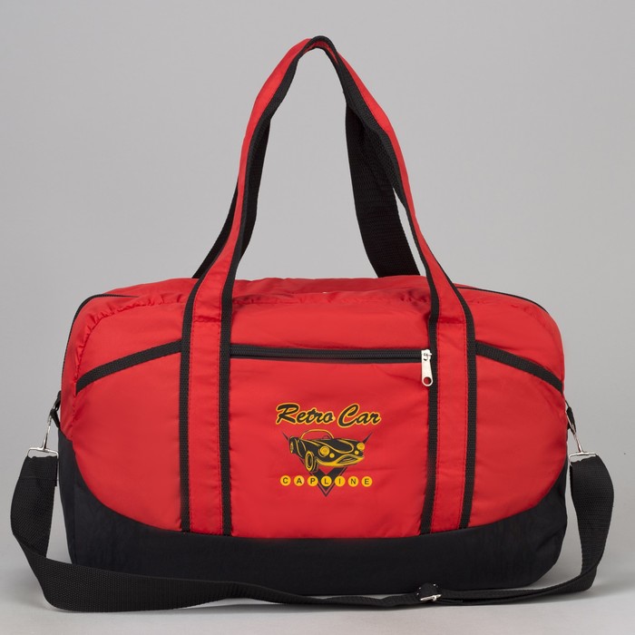 Сумка спортивная, отдел на молнии, наружный карман, цвет чёрный/красный