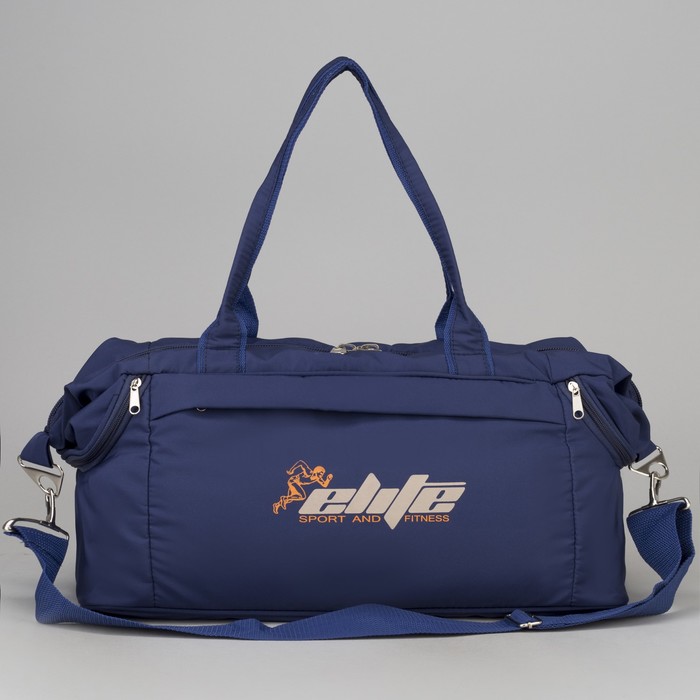 Сумка спортивная, отдел на молнии, наружный карман, длинный ремень, цвет синий