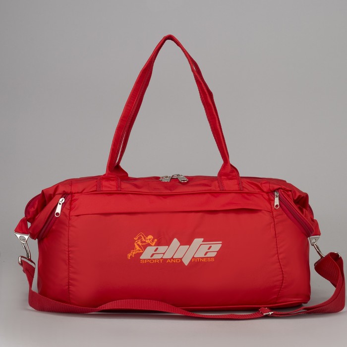 Сумка спортивная, отдел на молнии, наружный карман, длинный ремень, цвет красный