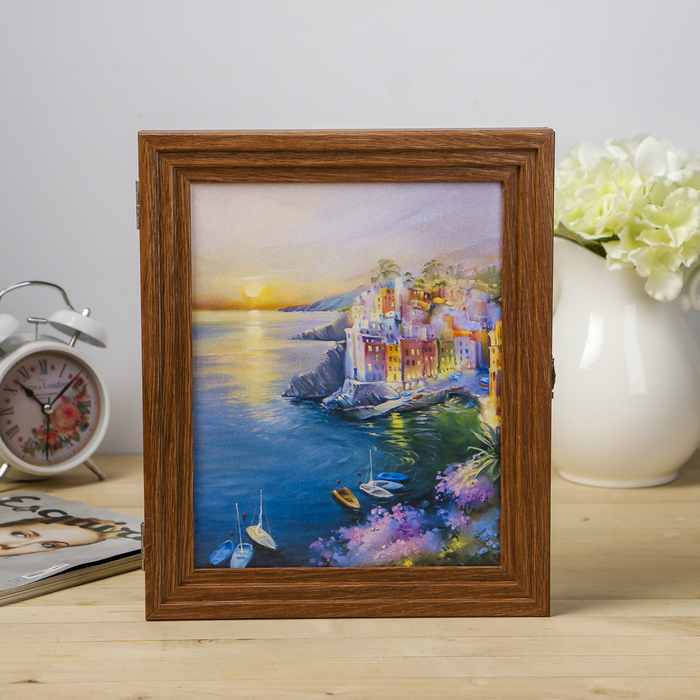 Ключница Пирамида "Город на озере" Шоколад 30х25х5 см