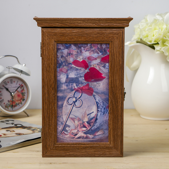 Ключница "Ключ и лепестки" Шоколад 28,5х20х6 см