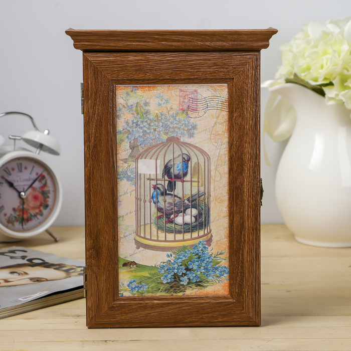 Ключница "Птички в клетке" Шоколад 28,5х20х6 см