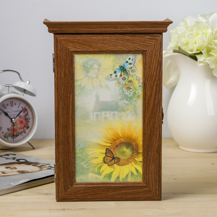Ключница "Бабочка на подсолнухе" Шоколад 28,5х20х6 см