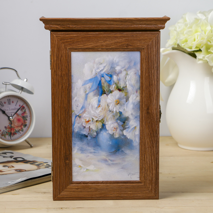 Ключница "Букет белых цветов" Шоколад 28,5х20х6 см