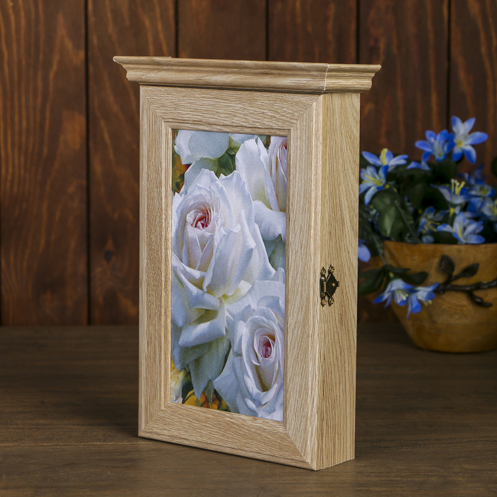 Ключница "Белые розы" Янтарь 28,5х20х6 см