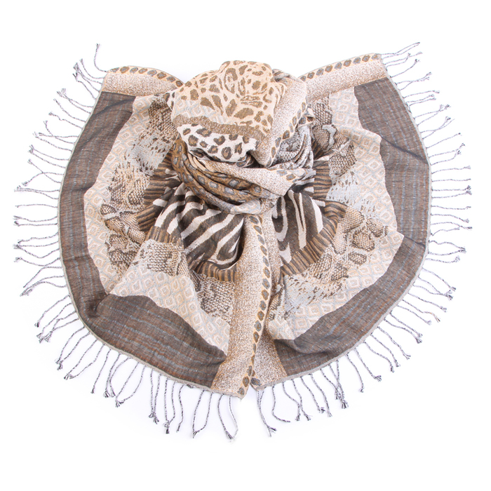 Палантин Тк562/58 цвет коричневый, р-р 70х180