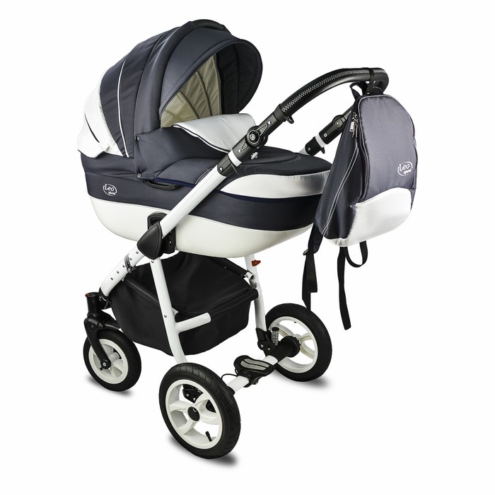 Коляска-люлька "Чемпион" со спальным блоком (101, баклажанный с белым, КЛ-2 АЛ, R12+R10)