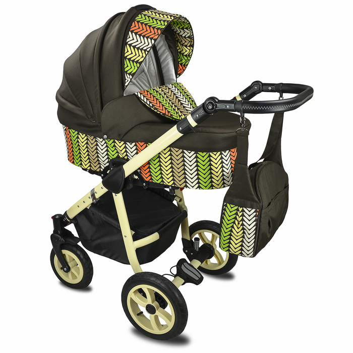 Коляска-люлька "Калейдоскоп" со спальным блоком (101, коричневый, КЛ-2 АЛ, R12+R10)