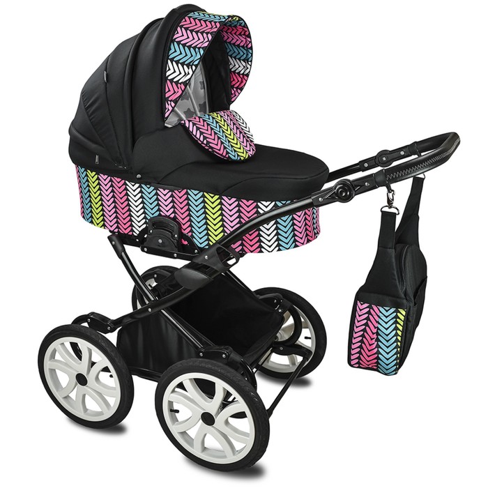 Коляска-люлька "Калейдоскоп" со спальным блоком (102, черный, КЛ-1 АЛ, R14 белый)