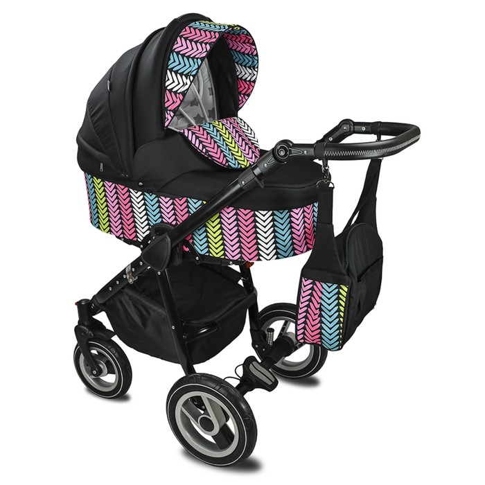 Коляска-люлька "Калейдоскоп" со спальным блоком (102, черный, КЛ-2 АЛ, R12+R10)