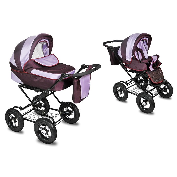 Коляска детская Кл-1 "Любава" комбинированная 2 в 1 (101, сиреневый с бордовым, КЛ-1 СТЛ, R12 )   38