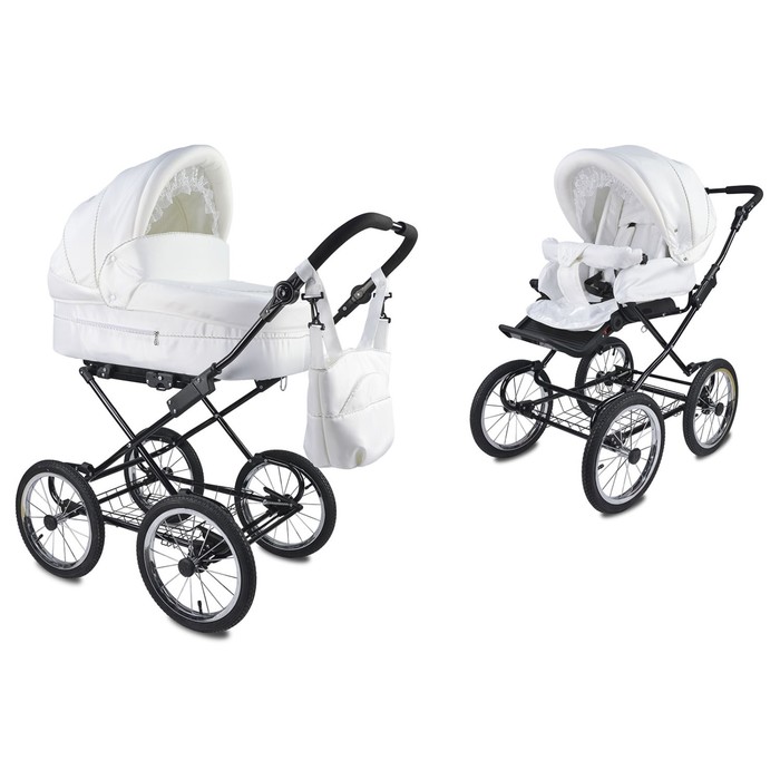 Коляска детская "Восточная сказка" комбинированная 2 в 1 (103, белый, КЛ-1 СТЛ, R14 спицы)