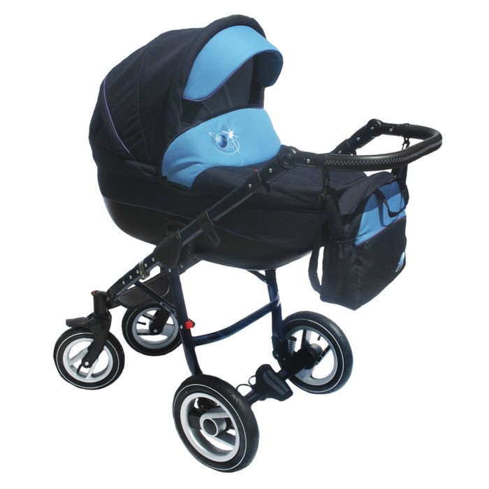 Коляска детская Кл-2 "Галактика" комбинированная 2 в 1 (01, синий с бирюзой, КЛ-2 АЛ, R12+R10)   385