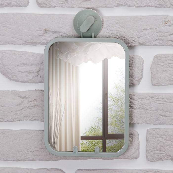 Зеркало складное-подвесное, на присоске, с подставкой, прямоугольное, одностороннее, цвет МИКС