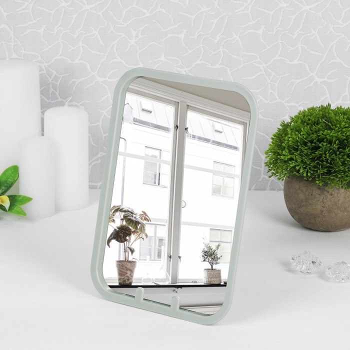 Зеркало складное-подвесное, на присоске, с подставкой, прямоугольное, одностороннее, цвет МИКС