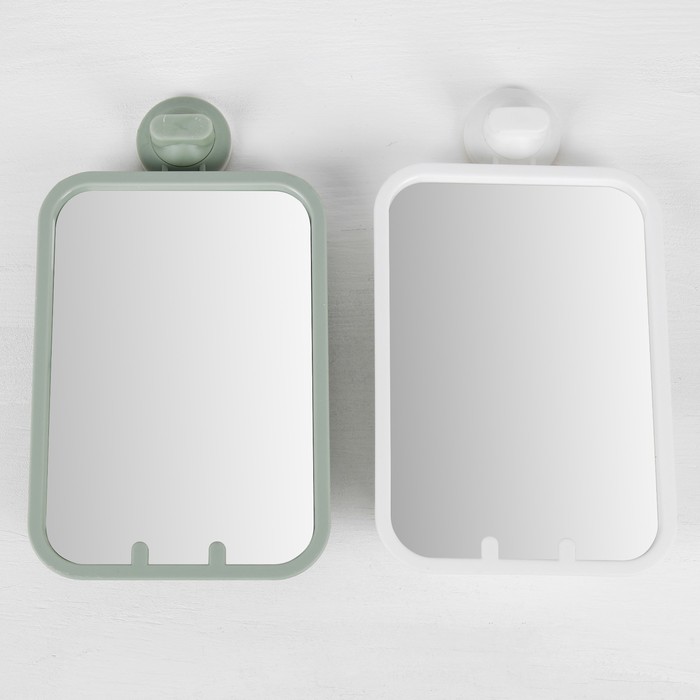 Зеркало складное-подвесное, на присоске, с подставкой, прямоугольное, одностороннее, цвет МИКС