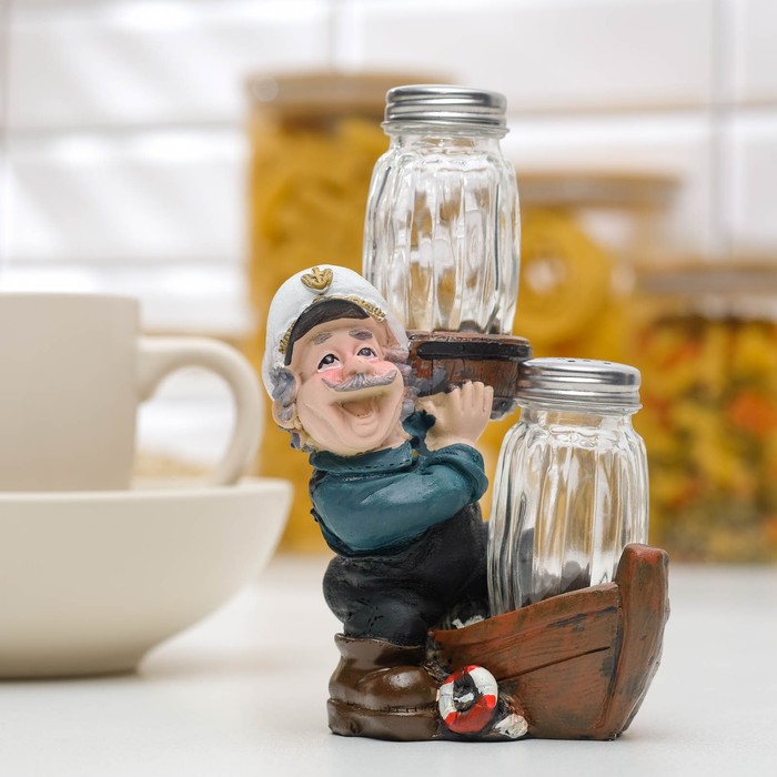 Набор для специй "Моряк на лодочке", 2 шт: солонка, перечница