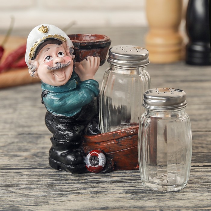 Набор для специй "Моряк на лодочке", 2 шт: солонка, перечница