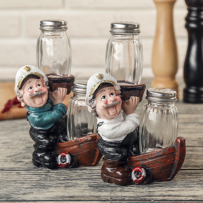 Набор для специй "Моряк на лодочке", 2 шт: солонка, перечница