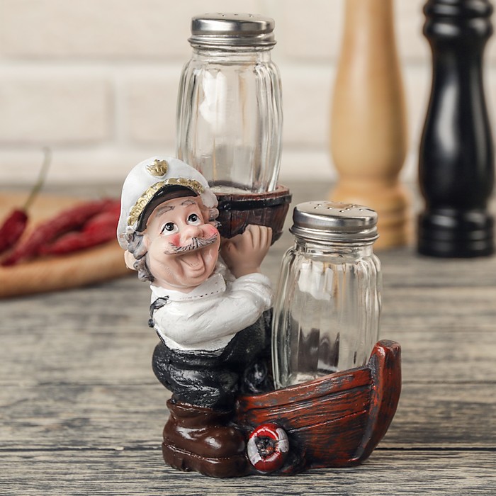 Набор для специй "Моряк на лодочке", 2 шт: солонка, перечница