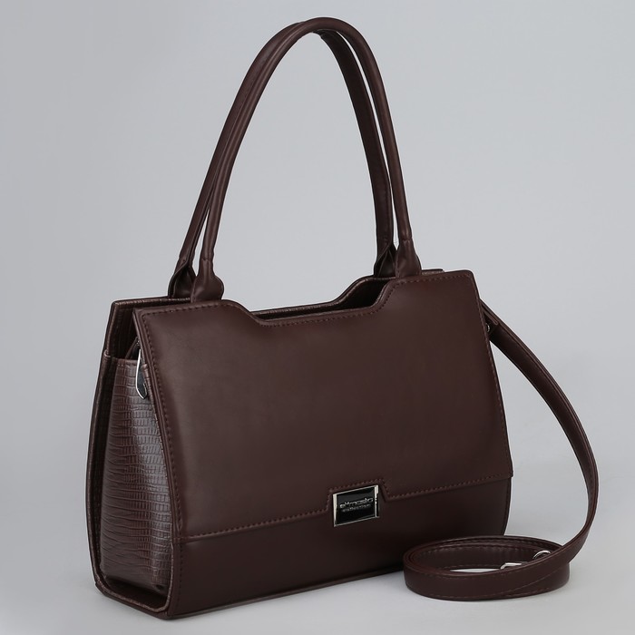 Сумка женская, отдел на молнии, наружный карман, длинный ремень, цвет коричневый