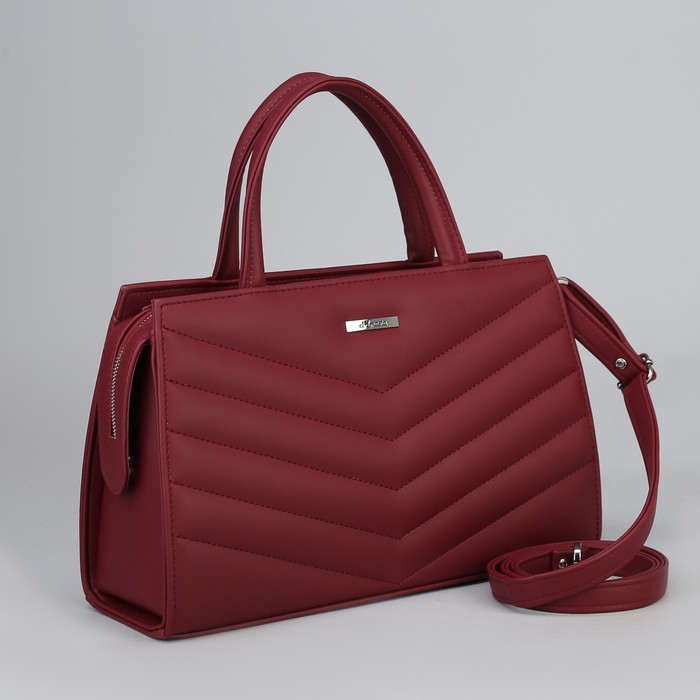 Сумка женская, отдел с перегородкой на молнии, наружный карман, длинный ремень, цвет бордовый