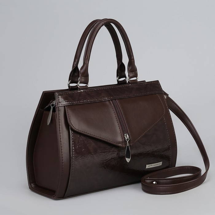 Сумка женская, отдел на молнии, наружный карман, цвет коричневый