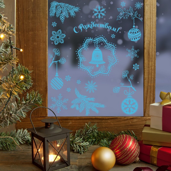 Наклейки витражные «С Рождеством!», 33 х 50,5 см