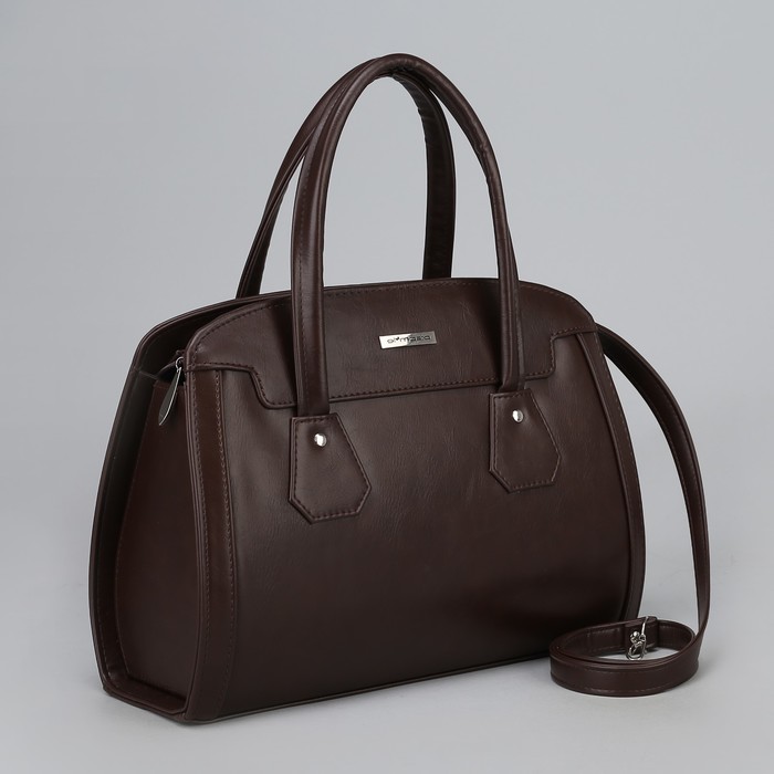 Сумка женская, отдел на молнии, наружный карман, длинный ремень, цвет коричневый