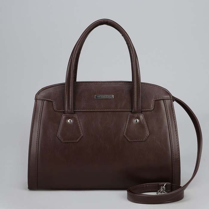 Сумка женская, отдел на молнии, наружный карман, длинный ремень, цвет коричневый