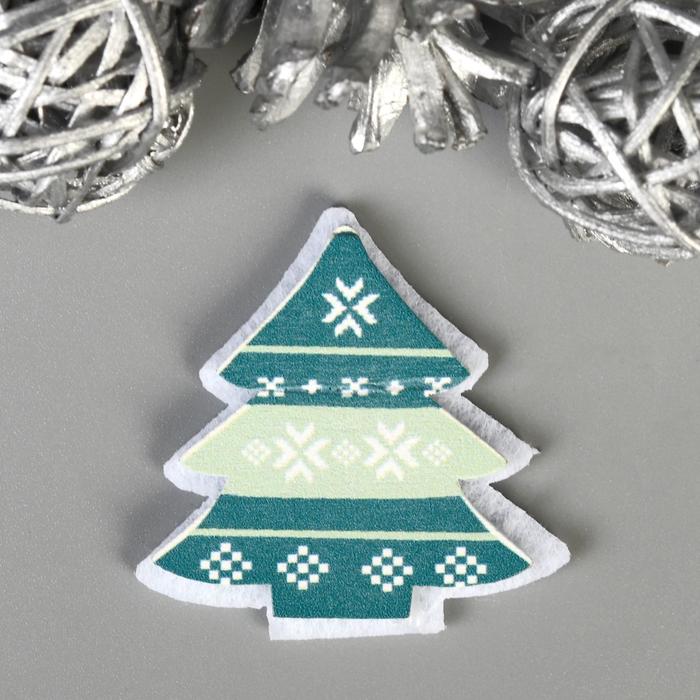 Декор для творчества дерево, войлок "Новогодний" набор 6 шт 4,2х4,2 см