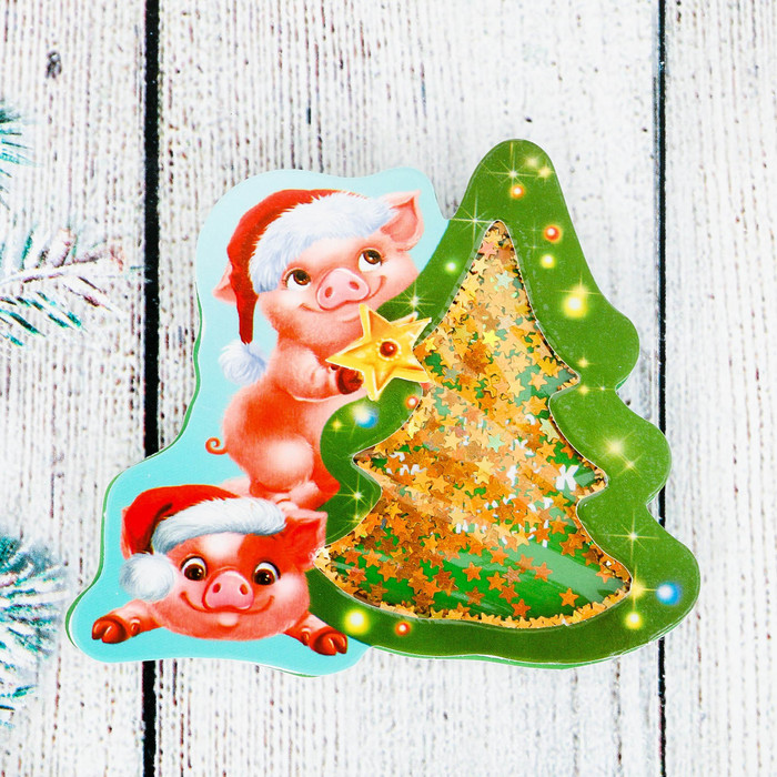 Магнит-шейкер "Свинка праздник принесёт"