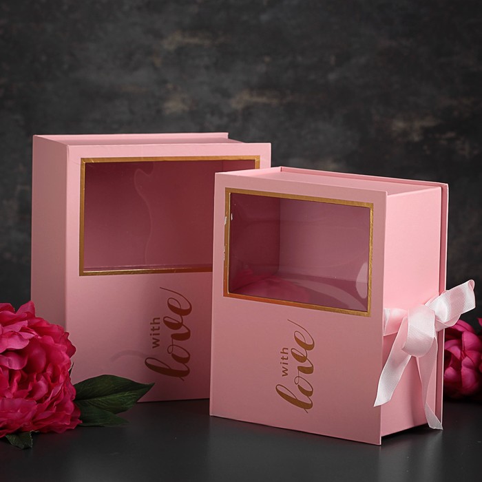 Набор коробок 2в1 с окном, 24 х 20 х 11 - 22 х 18,5 х 10,5 см